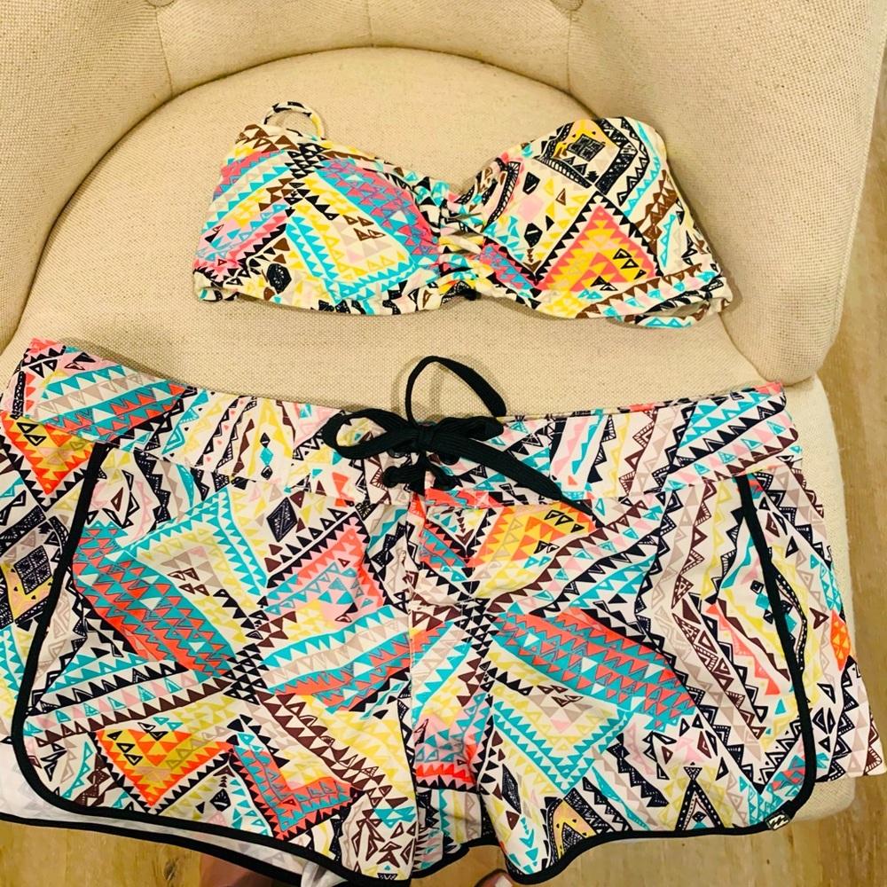 Billabong bandeau top and matching board shorts